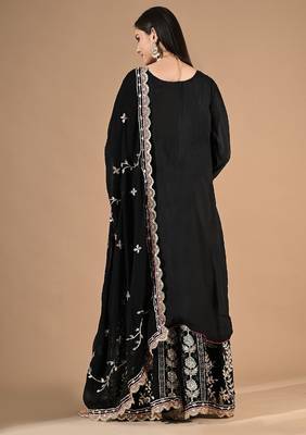 Black sharara set with zardozi & gotta embroidery 2