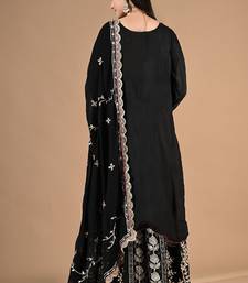 Black sharara set with zardozi & gotta embroidery