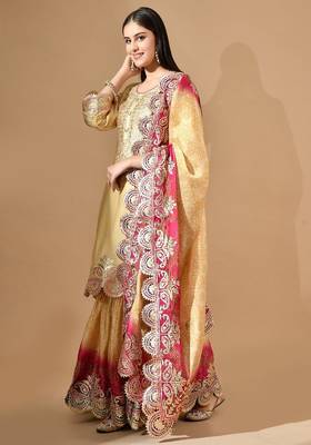 Golden & pink-golden garara set with gotta work 4