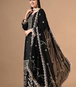 Black sharara set with zardozi & gotta embroidery
