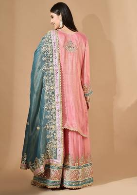 Carrot pink sharara set with mirror & gotta work 2