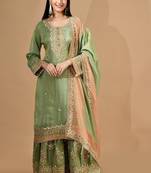Light green sharara set with gotta & zardozi embroidery