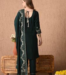Gracious bottle green kurta set with zardozi and sequins work