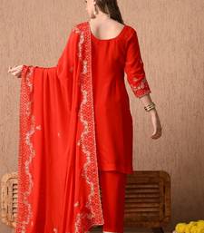 red kurta set with excellent zardozi and sequins work