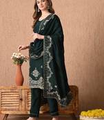 Gracious bottle green kurta set with zardozi and sequins work