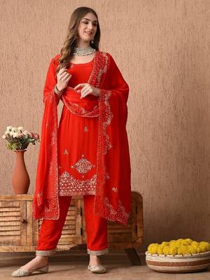  red kurta set with excellent zardozi and sequins work 3