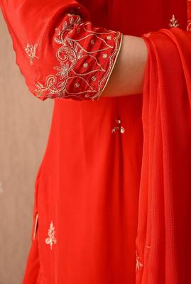  red kurta set with excellent zardozi and sequins work 5