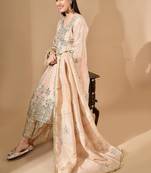 Peach kurta set with gotta mirror & zardozi work