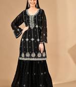 Black thread & zardozi sharara set
