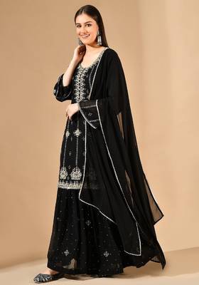 Black thread & zardozi sharara set 3