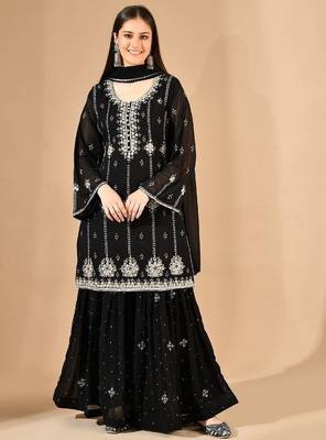 Black thread & zardozi sharara set 4