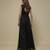 Black satin embroidered long dress