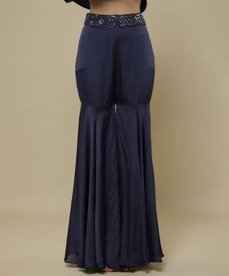 Blue satin embroidered sharara with top 4