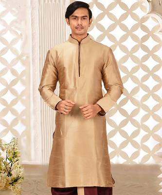 Beige Dupion Art Silk Kurta 1