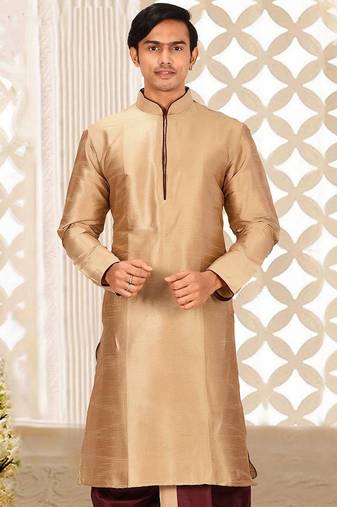 Beige Dupion Art Silk Kurta
