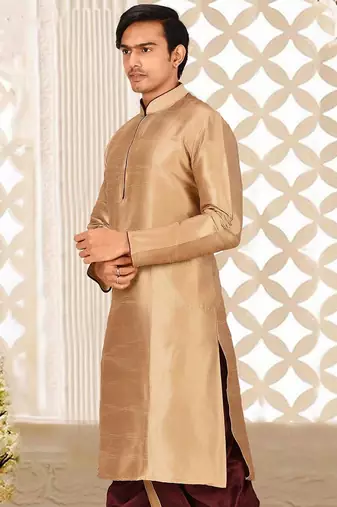 Beige Dupion Art Silk Kurta