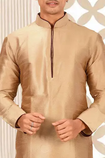 Beige Dupion Art Silk Kurta