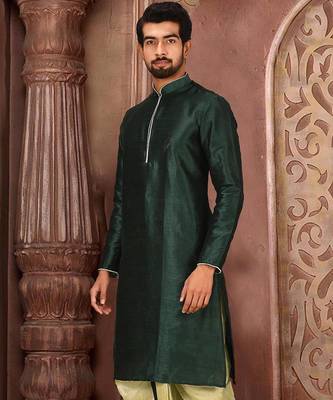 Green Dupion Art Silk Kurta 2