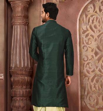 Green Dupion Art Silk Kurta 3
