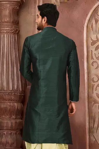 Green Dupion Art Silk Kurta