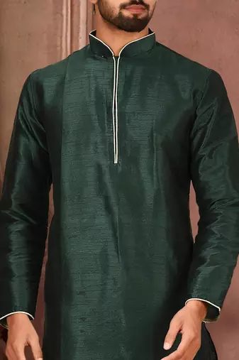 Green Dupion Art Silk Kurta