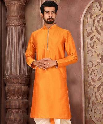 Orange Dupion Art Silk Kurta 1