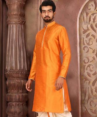 Orange Dupion Art Silk Kurta 2