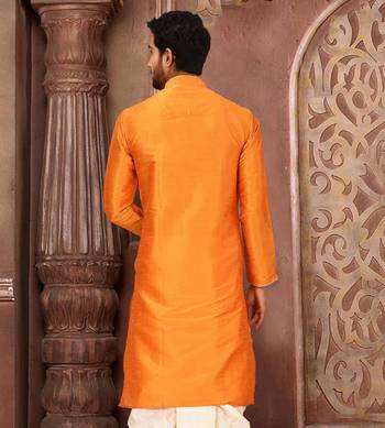 Orange Dupion Art Silk Kurta 3
