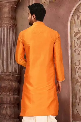 Orange Dupion Art Silk Kurta