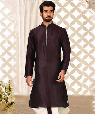 Maroon Dupion Art Silk Kurta 1
