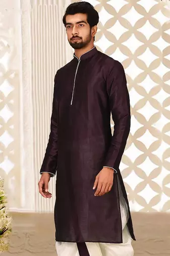Maroon Dupion Art Silk Kurta
