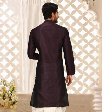 Maroon Dupion Art Silk Kurta 3