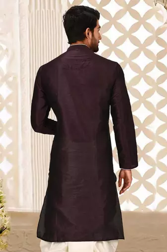 Maroon Dupion Art Silk Kurta
