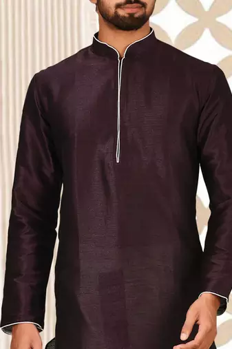 Maroon Dupion Art Silk Kurta