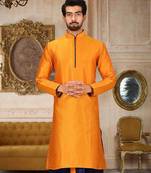 Yellow Dupion Art Silk Kurta
