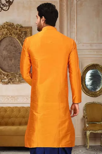 Yellow Dupion Art Silk Kurta
