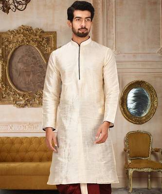 Beige Dupion Art Silk Kurta 1