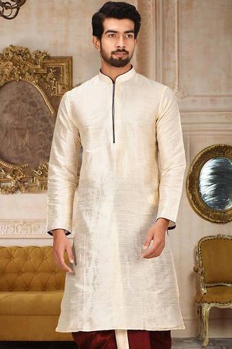 Beige Dupion Art Silk Kurta