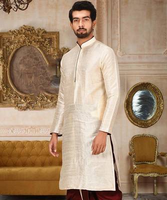 Beige Dupion Art Silk Kurta 2