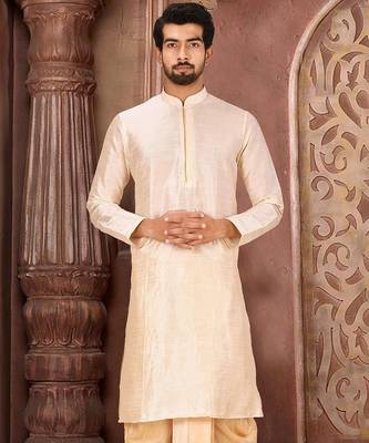 Beige Dupion Art Silk Kurta 1