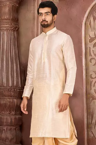 Beige Dupion Art Silk Kurta