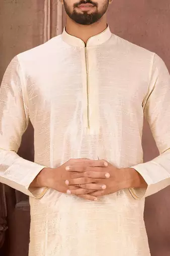 Beige Dupion Art Silk Kurta