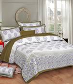 Rudra bazaar sea green  210 tc cotton double king bedsheet with 2 pillow covers