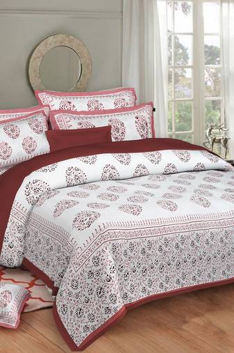 Rudra bazaar pink  210 tc cotton double king bedsheet with 2 pillow covers