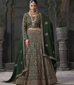 Green Georgette Zarkan Embroidered Semi-Stitched Lehenga Choli with Dupatta