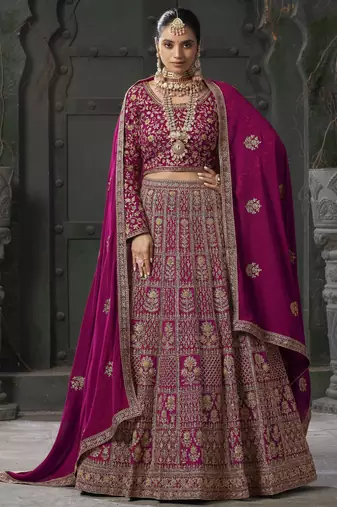 Queen Pink Georgette Zarkan Embroidered Semi-Stitched Lehenga Choli with Dupatta