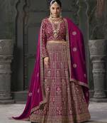Queen Pink Georgette Zarkan Embroidered Semi-Stitched Lehenga Choli with Dupatta