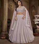 Lavender Net Sequin Lehenga Choli with Dupatta