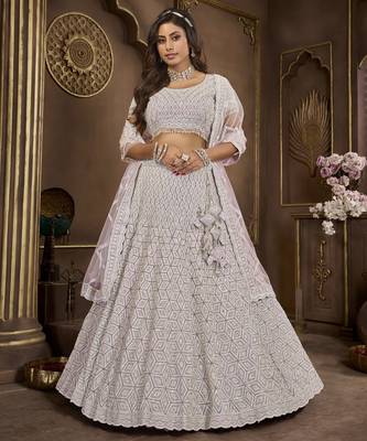 PURPLE WEDDING DIAMOND NET Lehenga choli with Dupatta 1