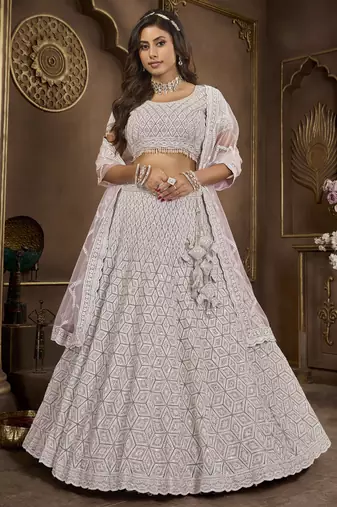 PURPLE WEDDING DIAMOND NET Lehenga choli with Dupatta